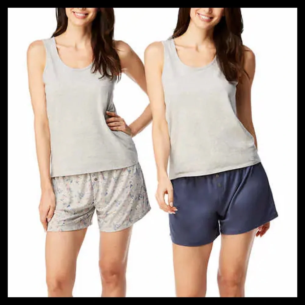 LUCKY BRAND 3-piece Pajama Short Set Blue Heather - Picture 1 of 7